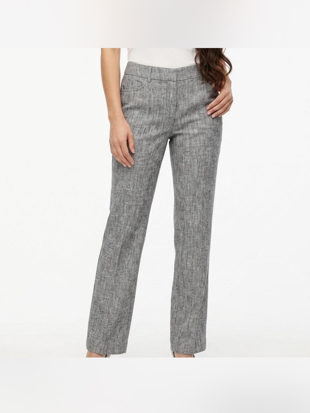 Banana Republic Heather Gray Linen Wide Leg CropTrousers